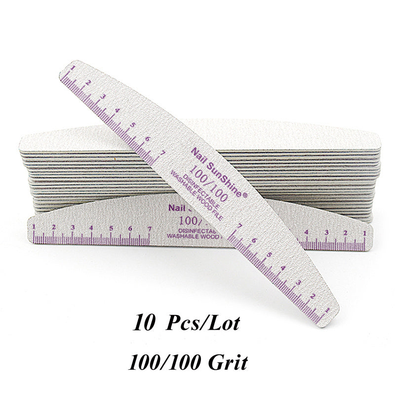 10pcs Nail Files & Buffers Set, Half-Moon Shape, Synthetic Paper Sandpaper, Non-Replaceable, Unscented, with 80 100 150 180 240 Grits, for Manicure & Pedicure Tools, Nail Care Accessories, Nail Tech Supplies