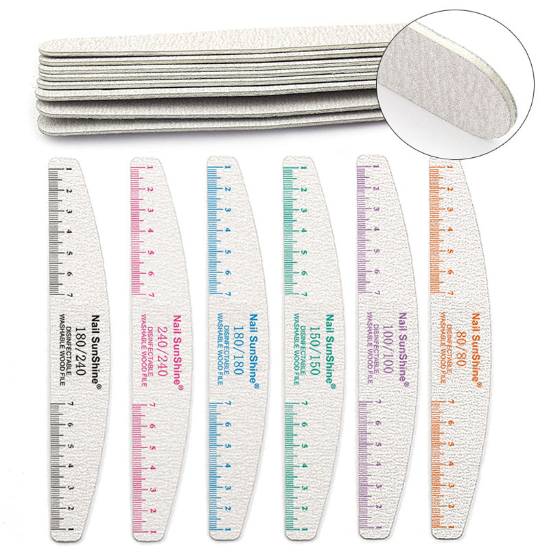 10pcs Nail Files & Buffers Set, Half-Moon Shape, Synthetic Paper Sandpaper, Non-Replaceable, Unscented, with 80 100 150 180 240 Grits, for Manicure & Pedicure Tools, Nail Care Accessories, Nail Tech Supplies