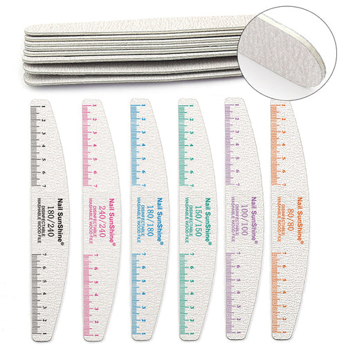10pcs Nail Files & Buffers Set, Half-Moon Shape, Synthetic Paper Sandpaper, Non-Replaceable, Unscented, with 80 100 150 180 240 Grits, for Manicure & Pedicure Tools, Nail Care Accessories, Nail Tech Supplies