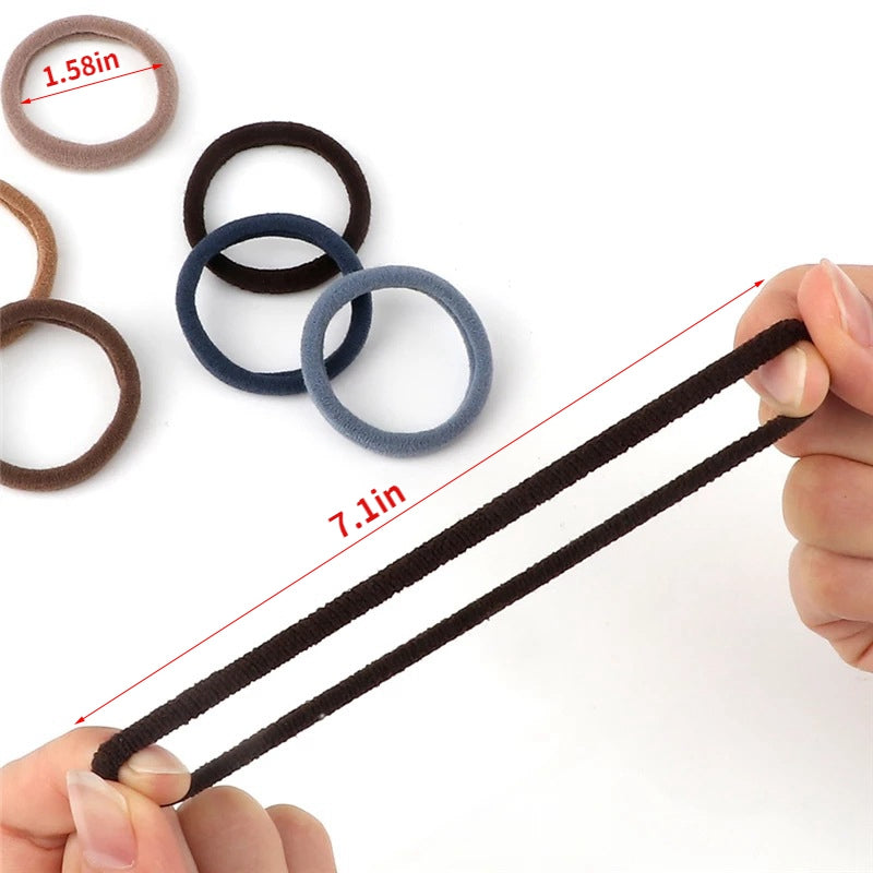 [Hair Bands & Ties] 50pcs/Set Women Basic Hair Bands 4cm Simple Solid Colors Elastic Headband Hair Ropes Ties Hair Accessories Ponytail Holder