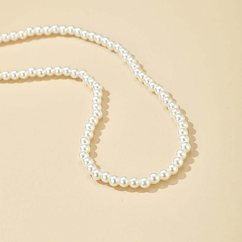 Elegant Single-Strand Faux Pearl Choker Necklace for Women - Bohemian Style, Perfect for Parties, Gatherings, and Gifts, Versatile Accessory|Clavicle Chain|Imitation Pearls