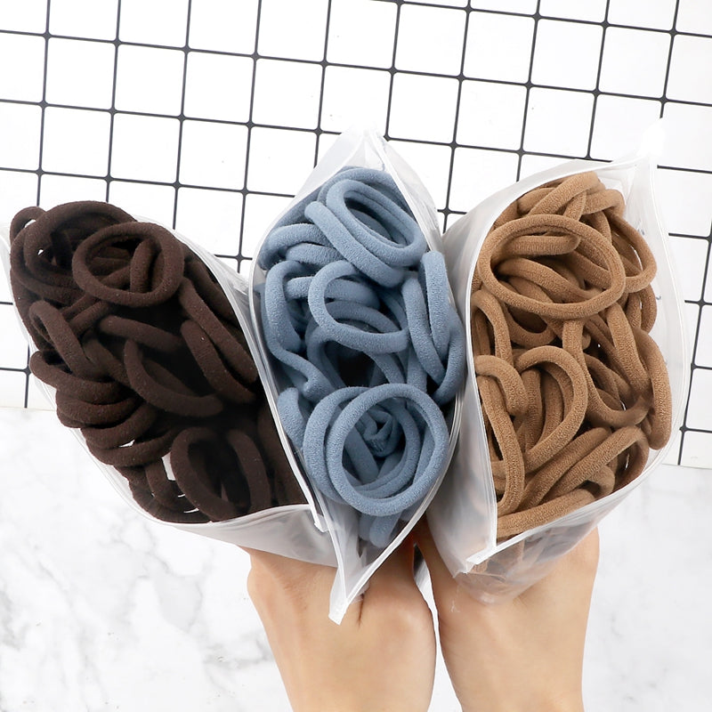 [Hair Bands & Ties] 50pcs/Set Women Basic Hair Bands 4cm Simple Solid Colors Elastic Headband Hair Ropes Ties Hair Accessories Ponytail Holder
