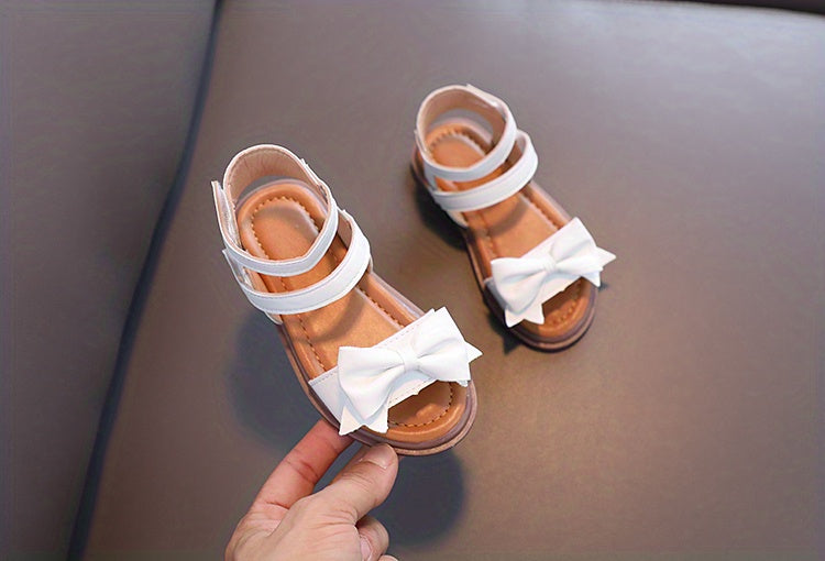 Girls' First Walkers Baby Sandals with Closure - Soft TPR Sole & PU Upper, Non-Slip Beach Shoes for, Star & Princess Patterns, Open-Toe Summer Footwear for New Walkers (Pink/White) - Easy On/Off Girl Footwear