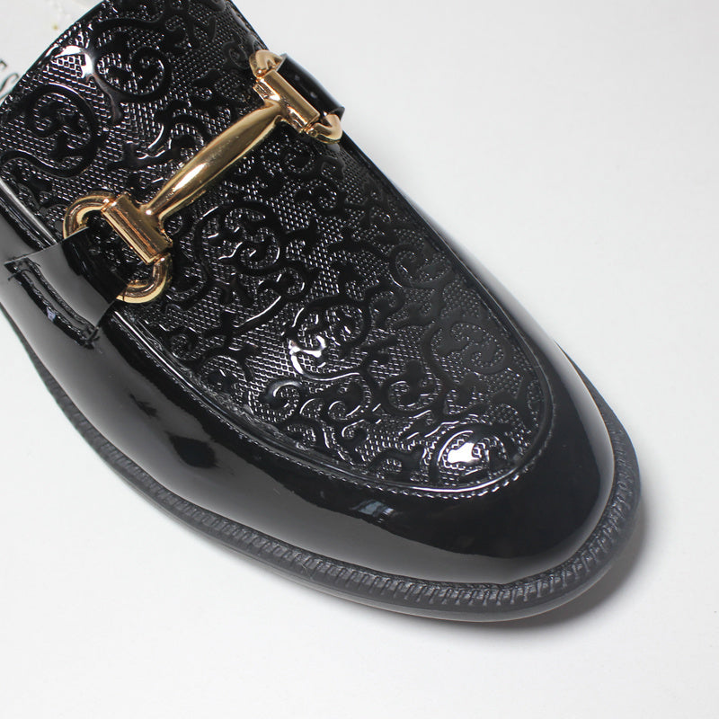 Boys' Lightweight Slip-On Shoes - Black Round Toe with Golden Buckle Straps, Breathable & Comfortable for Casual or Formal Wear, Youngsters'S Shoes, Stylish Youngsters Footwear, Durable Tpr Sole