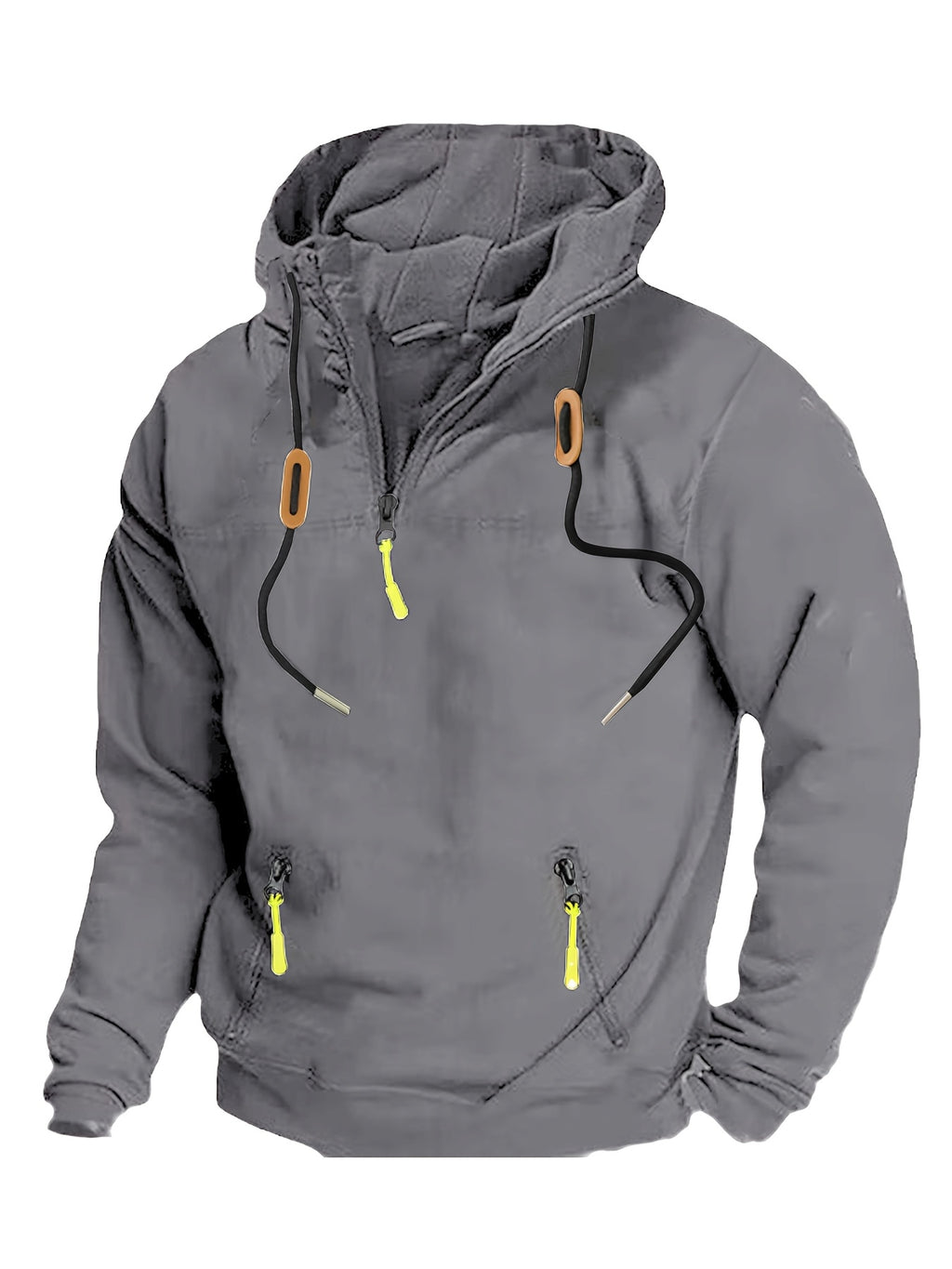 [Loose Fit Hooded Sweatshirt] Men's Olive Green Loose Fit 1/4 Zip Hooded Sweatshirt | Casual Long Sleeve Pullover with Elastic Cuffs, Machine Washable for Hiking, Travel & Outdoor Activities (Spring/Fall)