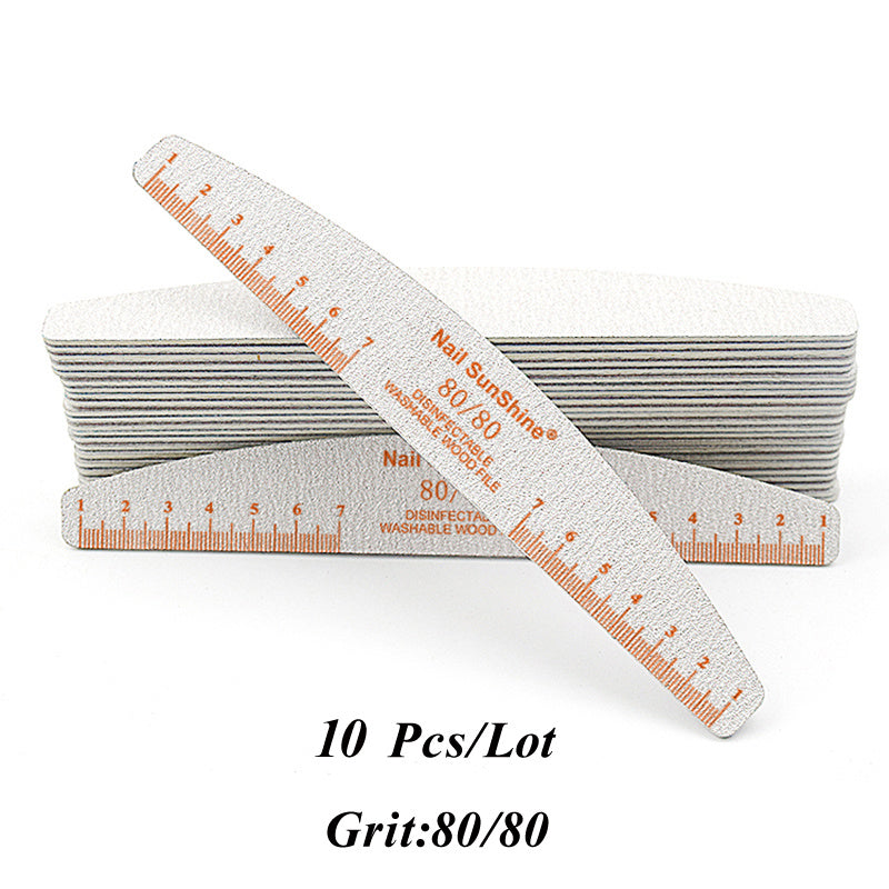 10pcs Nail Files & Buffers Set, Half-Moon Shape, Synthetic Paper Sandpaper, Non-Replaceable, Unscented, with 80 100 150 180 240 Grits, for Manicure & Pedicure Tools, Nail Care Accessories, Nail Tech Supplies