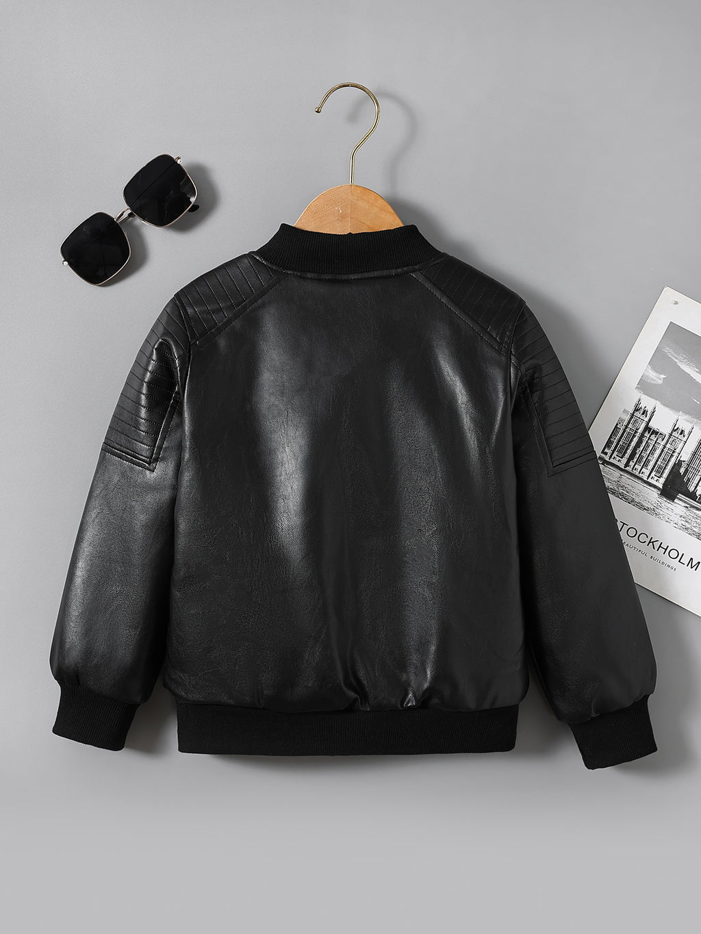 [Fleece-Lined Jacket] Cozy Fleece-Lined Boys' Zip-Up Jacket | Casual Stand Collar, Long Sleeve Outerwear for Fall/Winter