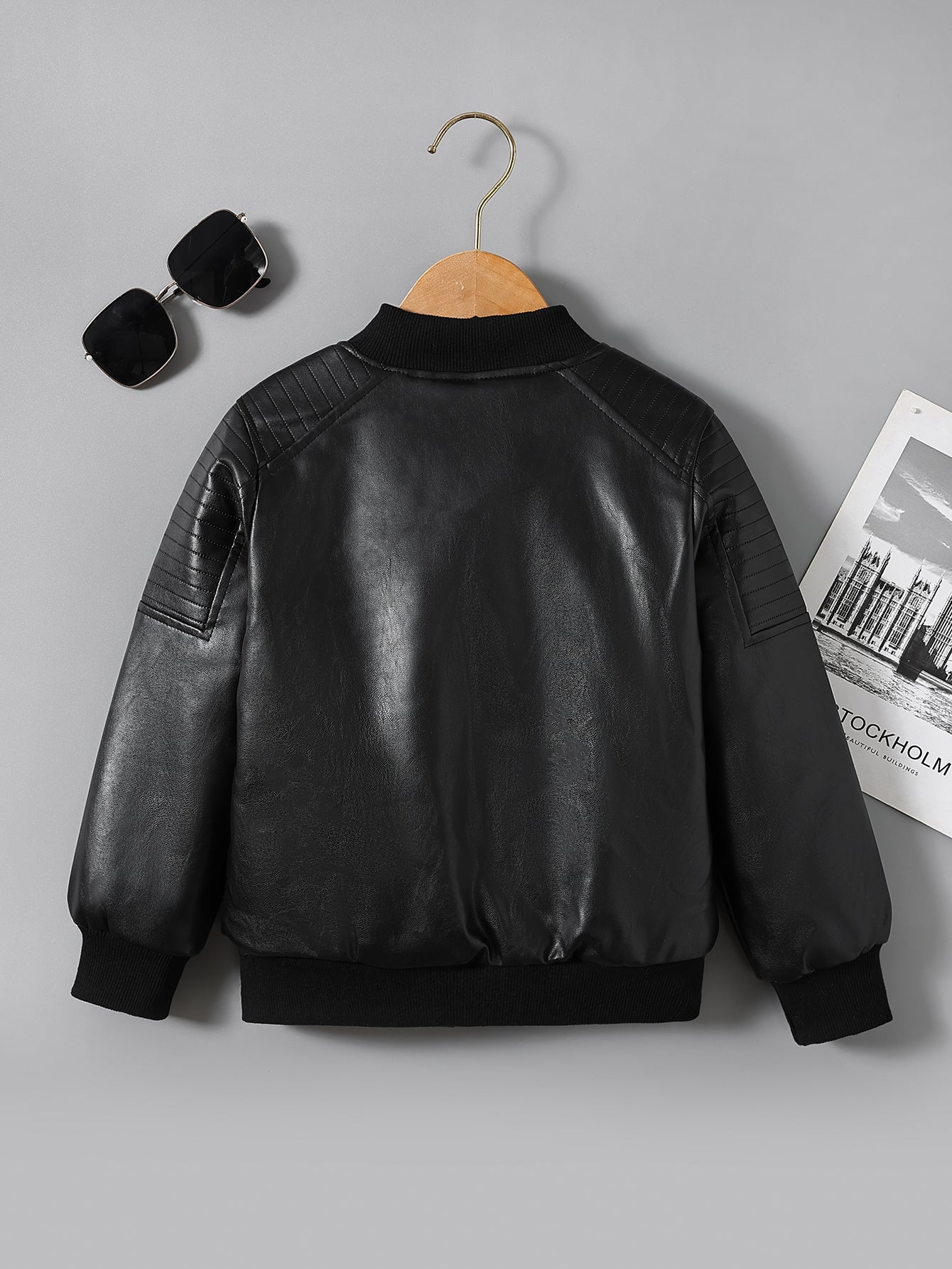[Fleece-Lined Jacket] Cozy Fleece-Lined Boys' Zip-Up Jacket | Casual Stand Collar, Long Sleeve Outerwear for Fall/Winter