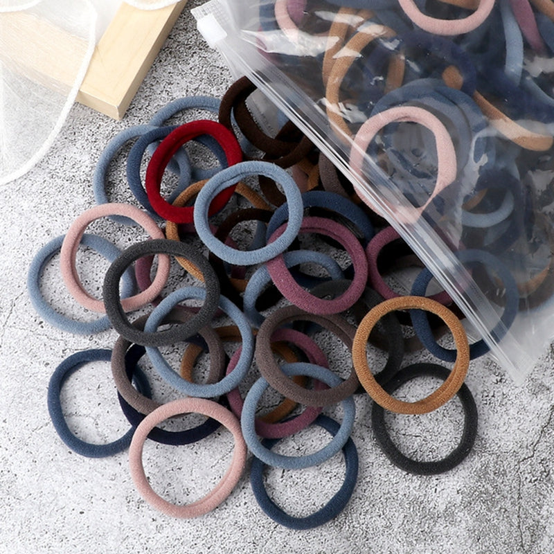 [Hair Bands & Ties] 50pcs/Set Women Basic Hair Bands 4cm Simple Solid Colors Elastic Headband Hair Ropes Ties Hair Accessories Ponytail Holder