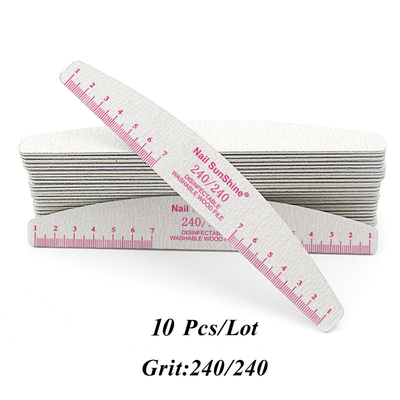 10pcs Nail Files & Buffers Set, Half-Moon Shape, Synthetic Paper Sandpaper, Non-Replaceable, Unscented, with 80 100 150 180 240 Grits, for Manicure & Pedicure Tools, Nail Care Accessories, Nail Tech Supplies