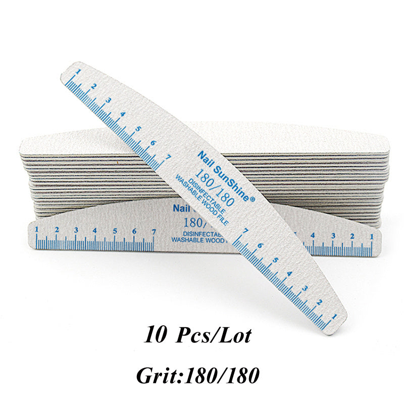 10pcs Nail Files & Buffers Set, Half-Moon Shape, Synthetic Paper Sandpaper, Non-Replaceable, Unscented, with 80 100 150 180 240 Grits, for Manicure & Pedicure Tools, Nail Care Accessories, Nail Tech Supplies