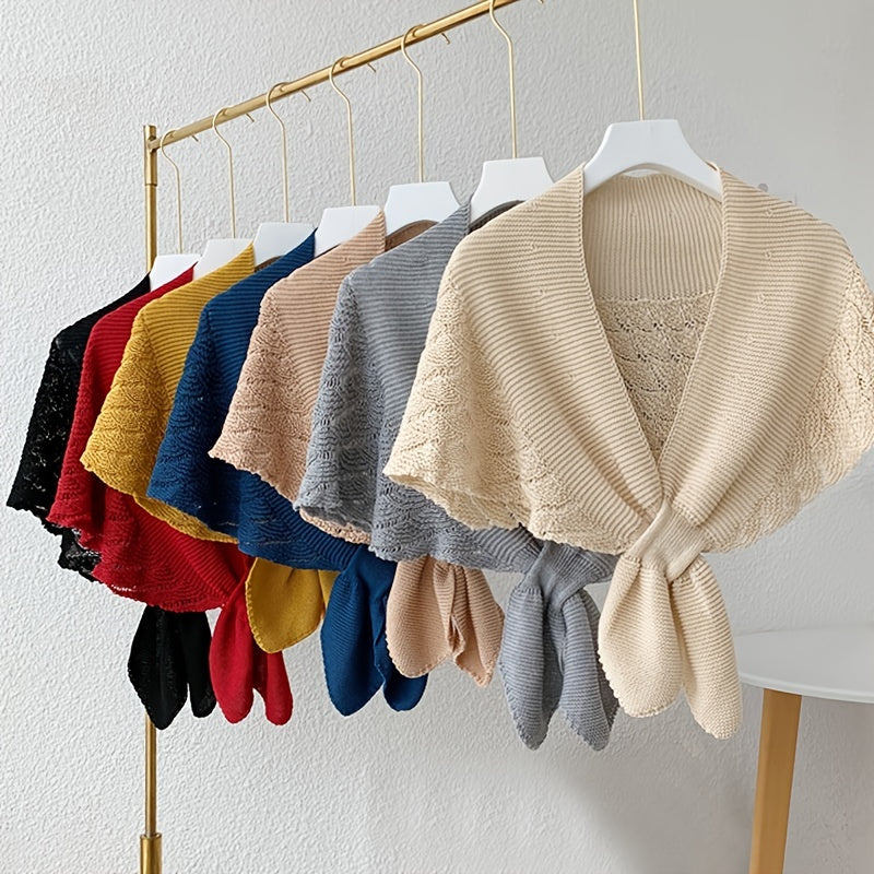 Women'S Stylish Openwork Yarn Shawl - Lightweight, Breathable Polyester, Perfect for Layering or Standalone Outfits, Machine Washable, Weekend Casual Wrap | Versatile Shawl | Stylish Knitwear, Shawls for Winter