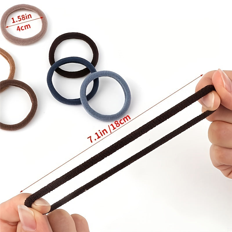 [Hair Bands & Ties] 50pcs/Set Women Basic Hair Bands 4cm Simple Solid Colors Elastic Headband Hair Ropes Ties Hair Accessories Ponytail Holder