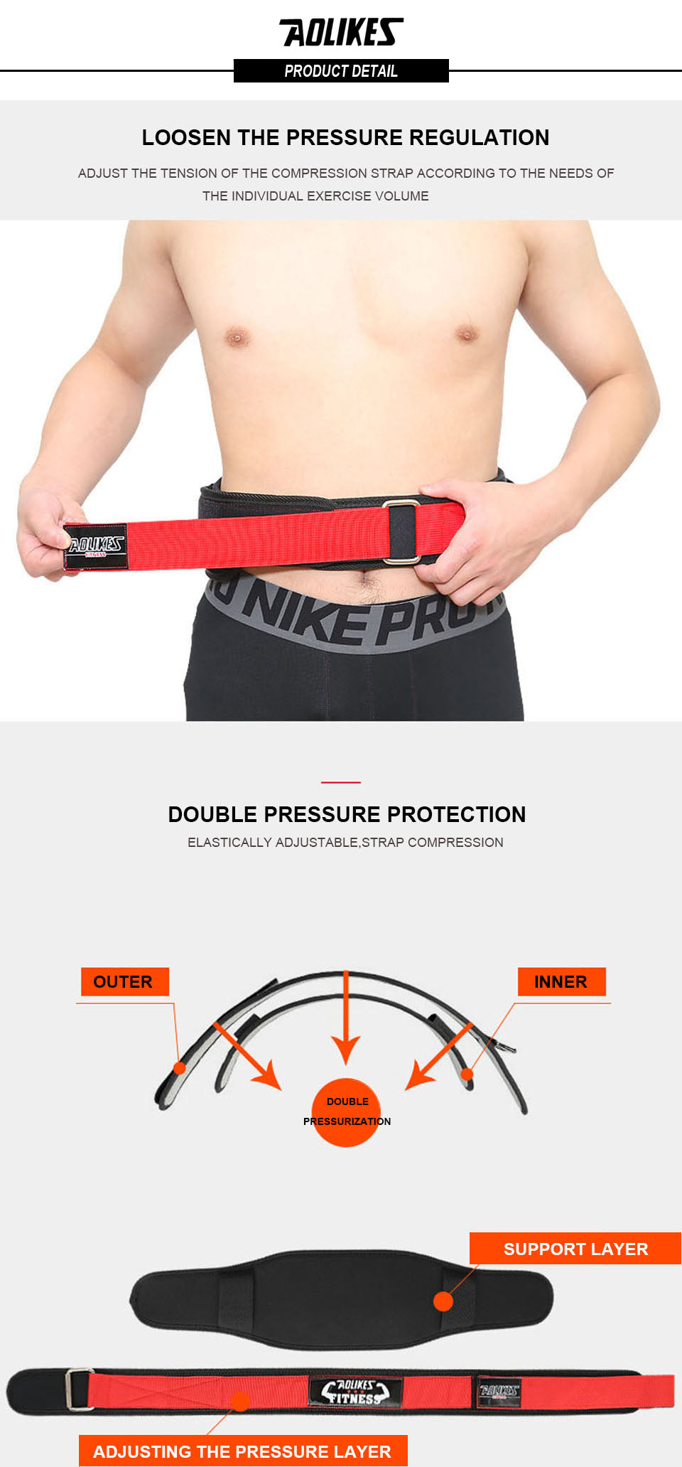 [Heavy Duty Weightlifting Belt] Aolikes Heavy Duty Adjustable Weightlifting Belt for Men & Women - Pull-On Closure, Breathable Mesh, Ergonomic Design for Squats, Deadlifts, Gym Training - Black/Red/Yellow, Core Support, Sleek