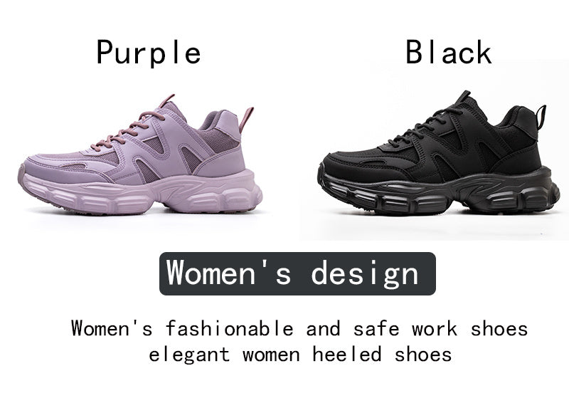 1pc Labor Protection Shoes Women's Steel Toe Cap Anti Impact And Anti Puncture Lightweight Fashionable Safety Work Shoes Women's Office, Shoes Height 1.57in