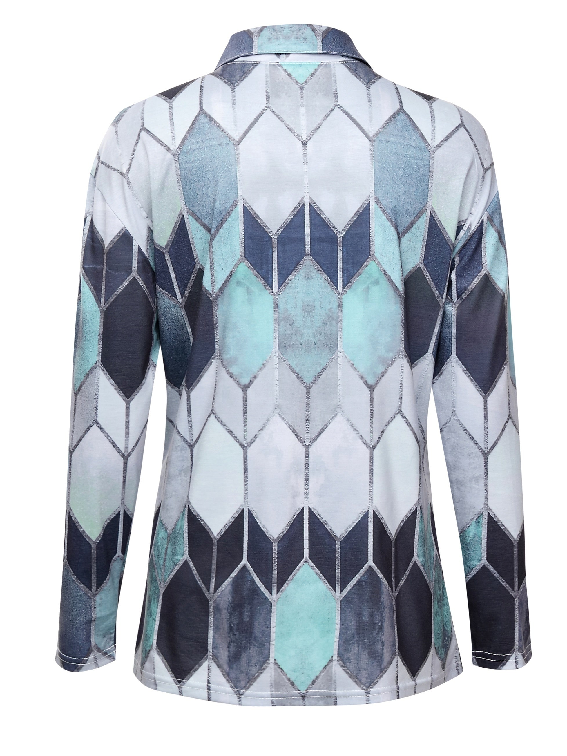 Full-Zip Jacket - Multicolor Geometric Zipper Front, Turquoise/Pink/Black/Golden/Beige/Brown, High-Stretch Casual Blazer, Machine Washable All-Season Outerwear for Smart-Casual & Formal Events (Full-Zip Closure)