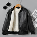 [Fleece-Lined Jacket] Cozy Fleece-Lined Boys' Zip-Up Jacket | Casual Stand Collar, Long Sleeve Outerwear for Fall/Winter