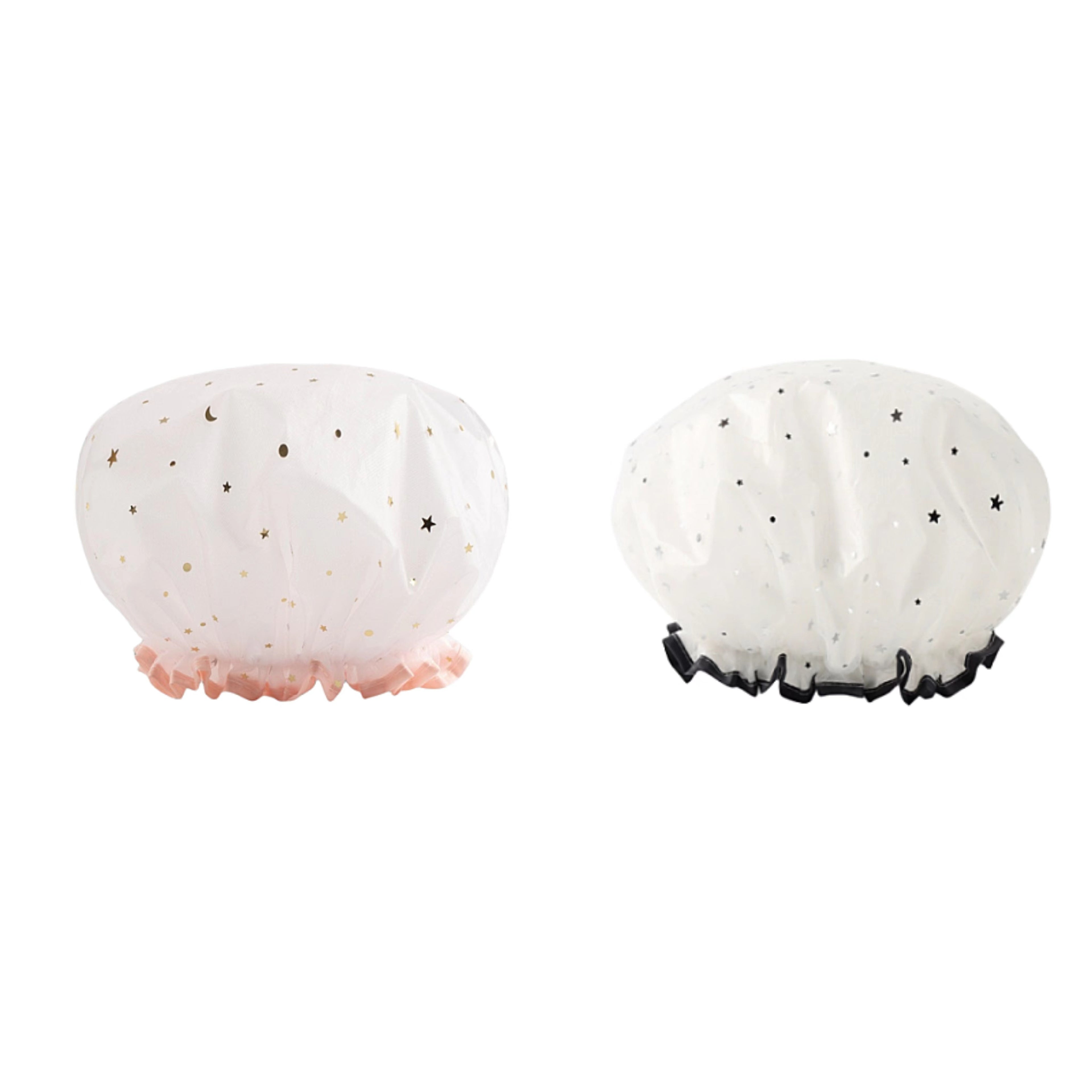 Double Star Shower Cap, Suitable for Long, Short And Curly Hair, Reusable, Ideal for Women, Bathroom Accessories