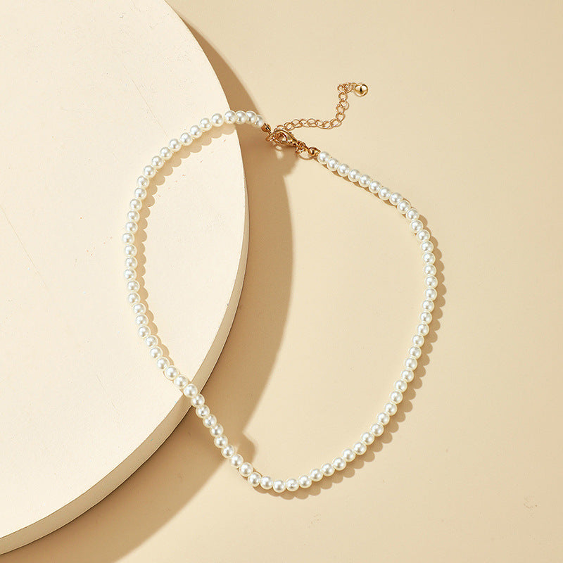Elegant Single-Strand Faux Pearl Choker Necklace for Women - Bohemian Style, Perfect for Parties, Gatherings, and Gifts, Versatile Accessory|Clavicle Chain|Imitation Pearls