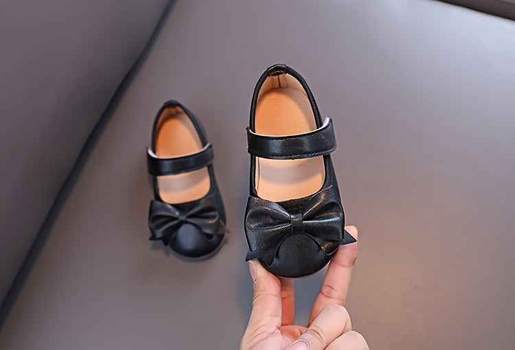 Girls Shoes Mary Jane Flats Soft Sole Non-slip Bow Decor Princess Shoes