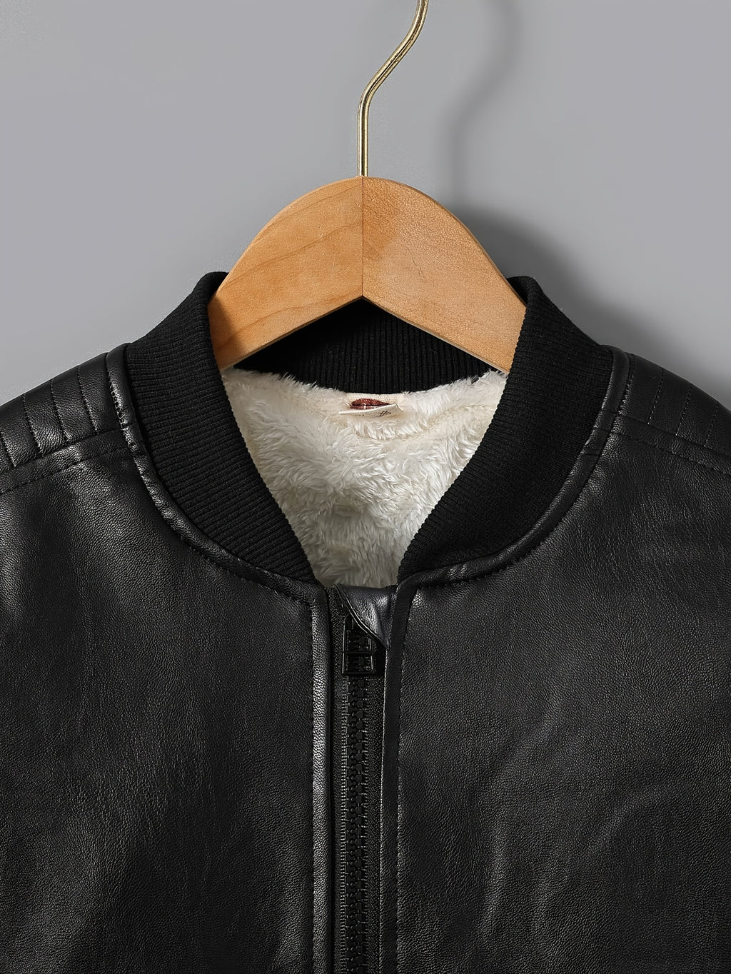 [Fleece-Lined Jacket] Cozy Fleece-Lined Boys' Zip-Up Jacket | Casual Stand Collar, Long Sleeve Outerwear for Fall/Winter