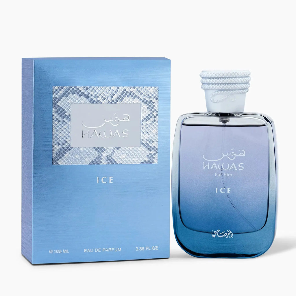 Rasasi Hawas Ice Cologne EAU DE PARFUM, 3,4 FL.OZ/100 ML – Erfrischender und maskuliner Duft mit Zitrus-, Wasser- und Woody-Notizen, Perf