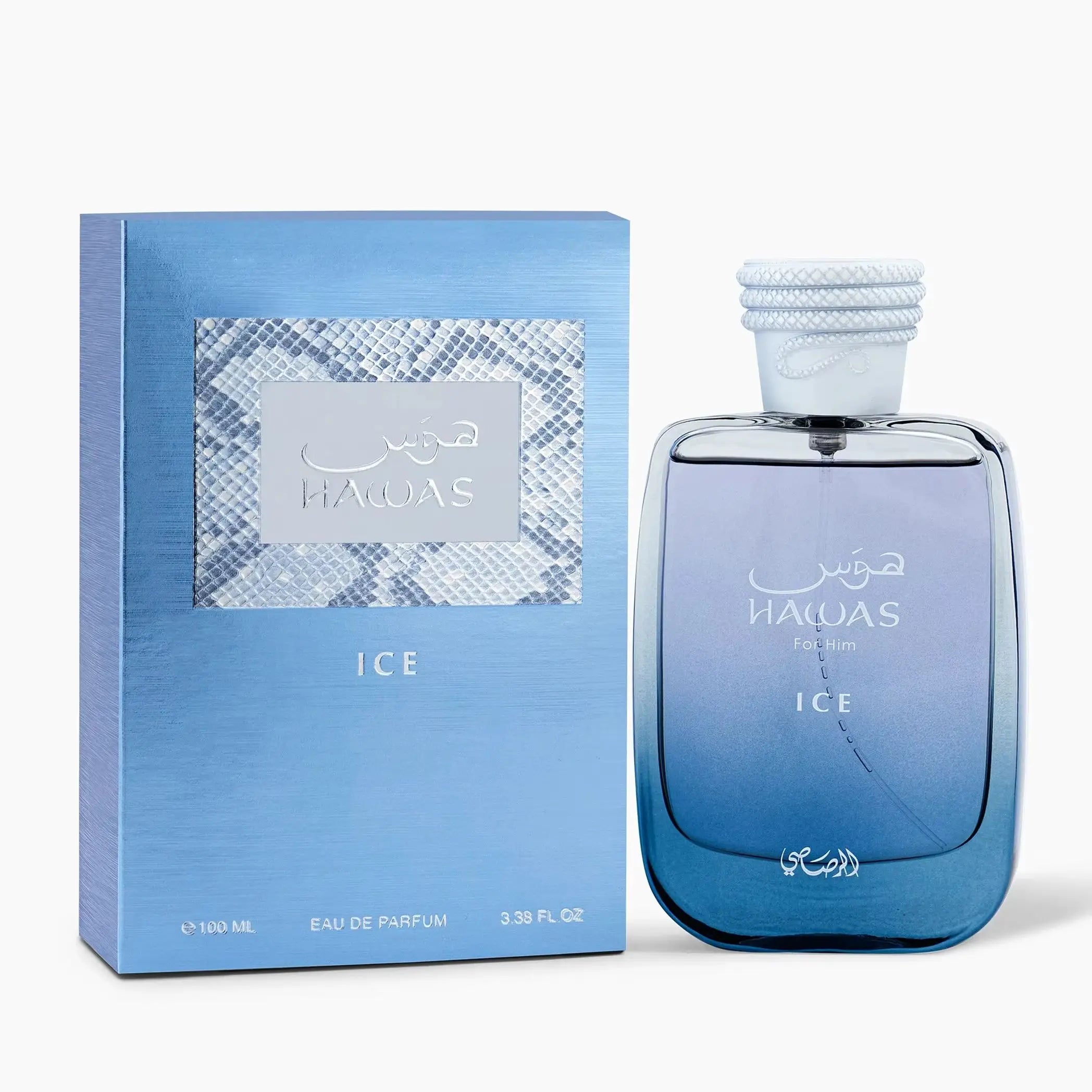 Rasasi Hawas Ice Cologne EAU DE PARFUM, 3,4 FL.OZ/100 ML – Erfrischender und maskuliner Duft mit Zitrus-, Wasser- und Woody-Notizen, Perf