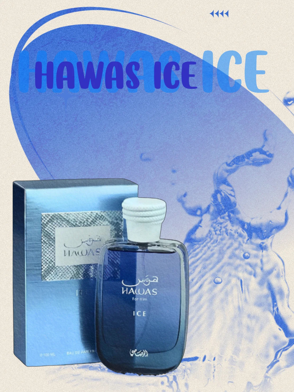 Rasasi Hawas Ice Cologne EAU DE PARFUM, 3,4 FL.OZ/100 ML – Erfrischender und maskuliner Duft mit Zitrus-, Wasser- und Woody-Notizen, Perf