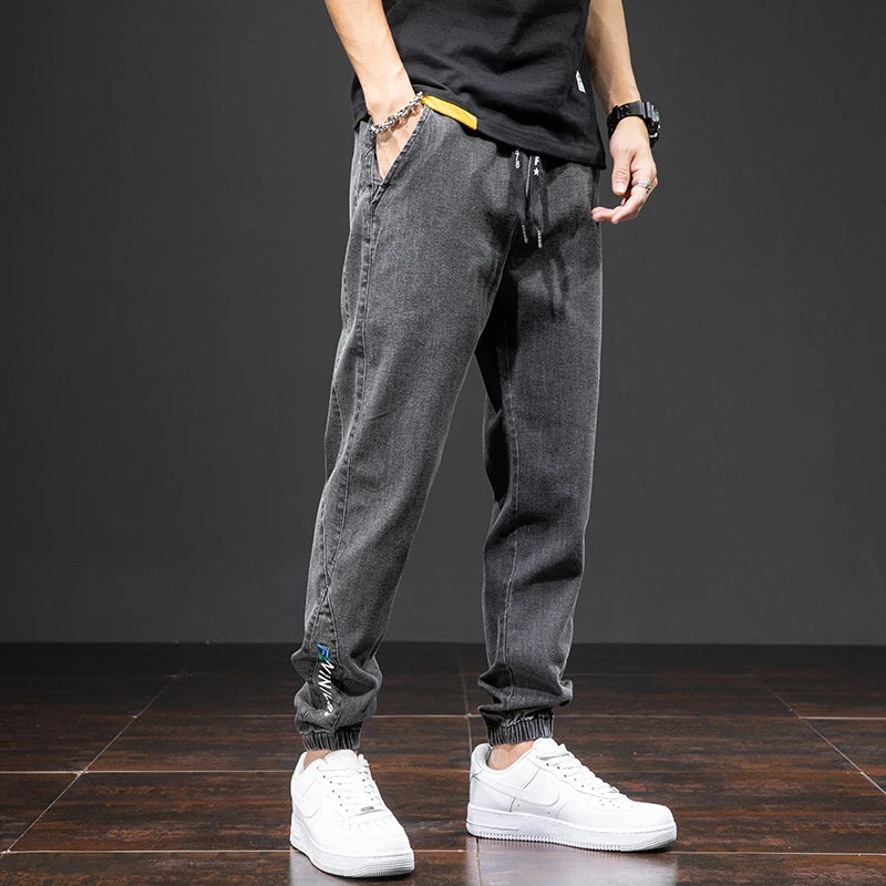 Frühling Sommer Schwarz Blau Cargo Jeans Männer Streetwear Denim Jogger Hosen Männer Baggy Harem Jean Hosen Plus Größe