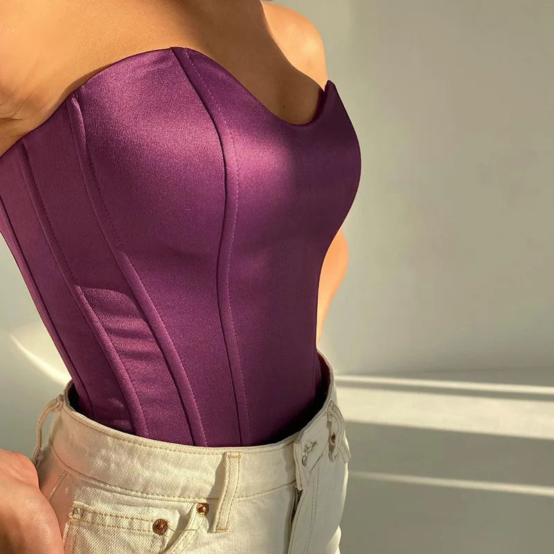 Sexy Frauen Tube Tops solide ärmellose schlanke dünne Korsett kurz geschnittenes Top 2024 Sommer lässig elegante weibliche träger lose Weste