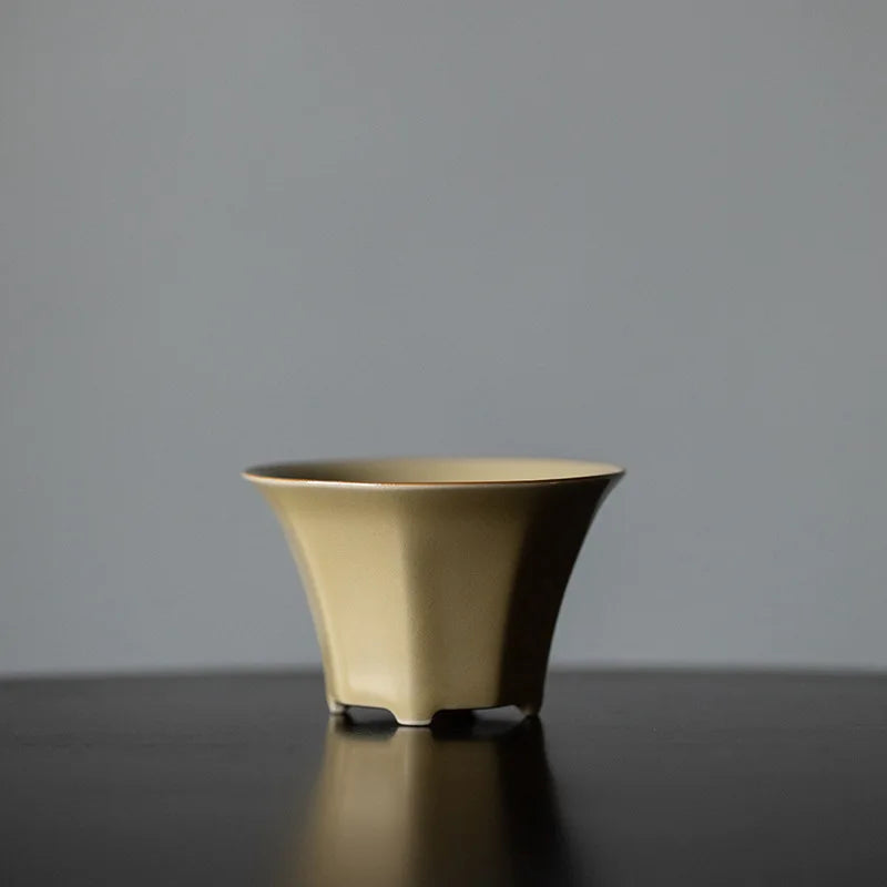 Jingdezhen Ding Ware Yellow Handmade Teacup Wealth Comes From Every Direction Kung Fu Tea Cup Tea Master Cup Tea Bowl