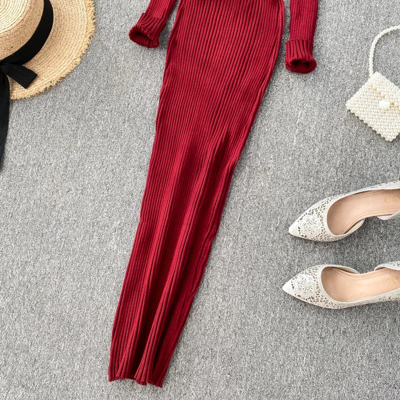 SINGREINY Frauen Herbst Gestrickte Kleid V-ausschnitt Sexy Dünne Elastische Übergroßen Grundlegende Bodycon Pullover Kleid Winter stricken Warme Lange Kleid