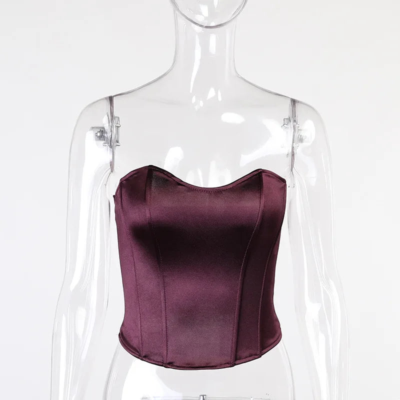 Sexy Frauen Tube Tops solide ärmellose schlanke dünne Korsett kurz geschnittenes Top 2024 Sommer lässig elegante weibliche träger lose Weste