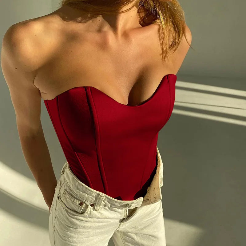 Sexy Frauen Tube Tops solide ärmellose schlanke dünne Korsett kurz geschnittenes Top 2024 Sommer lässig elegante weibliche träger lose Weste