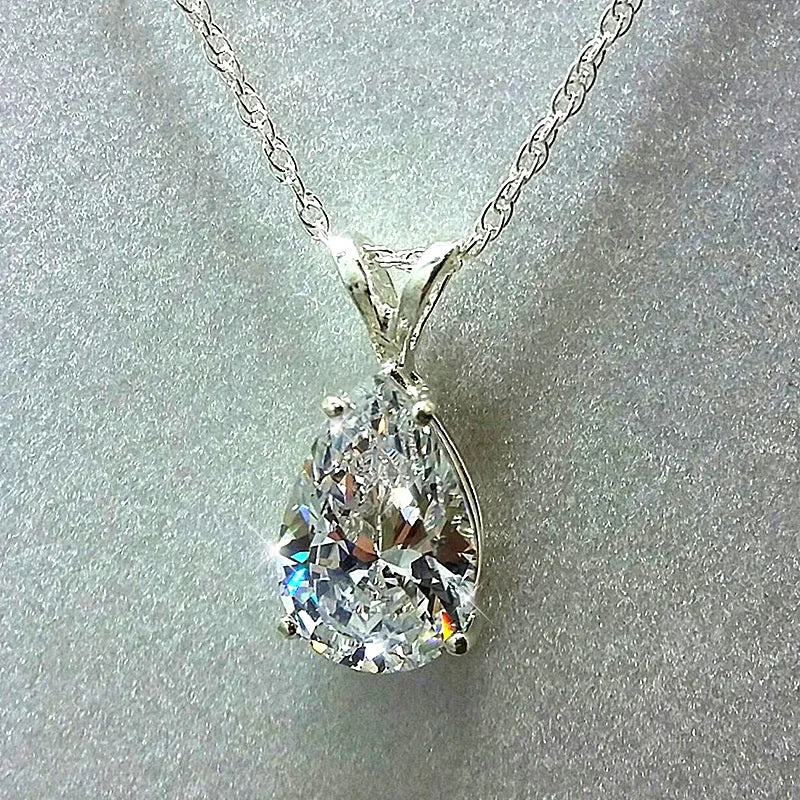 Huitan Wassertropfen-Kubikzirkonia-Kristall-Damen-Halskette, schlicht und elegant, weibliche Accessoires, Geschenk, Hochzeit, Schmuck, 2021, trendig