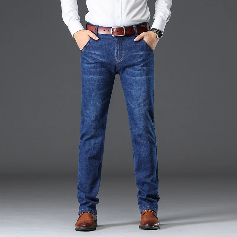 Herren Jeans Business reguläre gerade gerade Jeans lässige Jeans hose Elastizität Stretch Stoff Hose