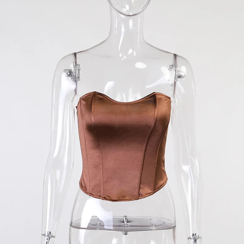 Sexy Frauen Tube Tops solide ärmellose schlanke dünne Korsett kurz geschnittenes Top 2024 Sommer lässig elegante weibliche träger lose Weste