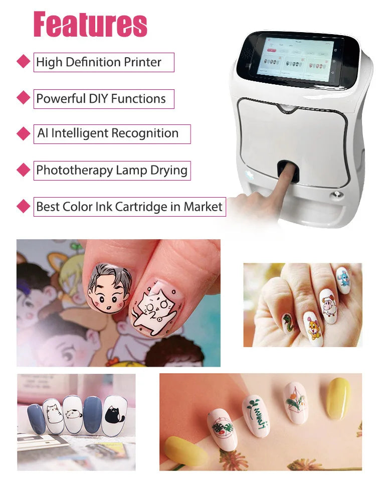 CE Portable Mobile Nail Printer with Wifi Digital Nail Art Printer Machine Power Bank to Print Nails 3d Printer