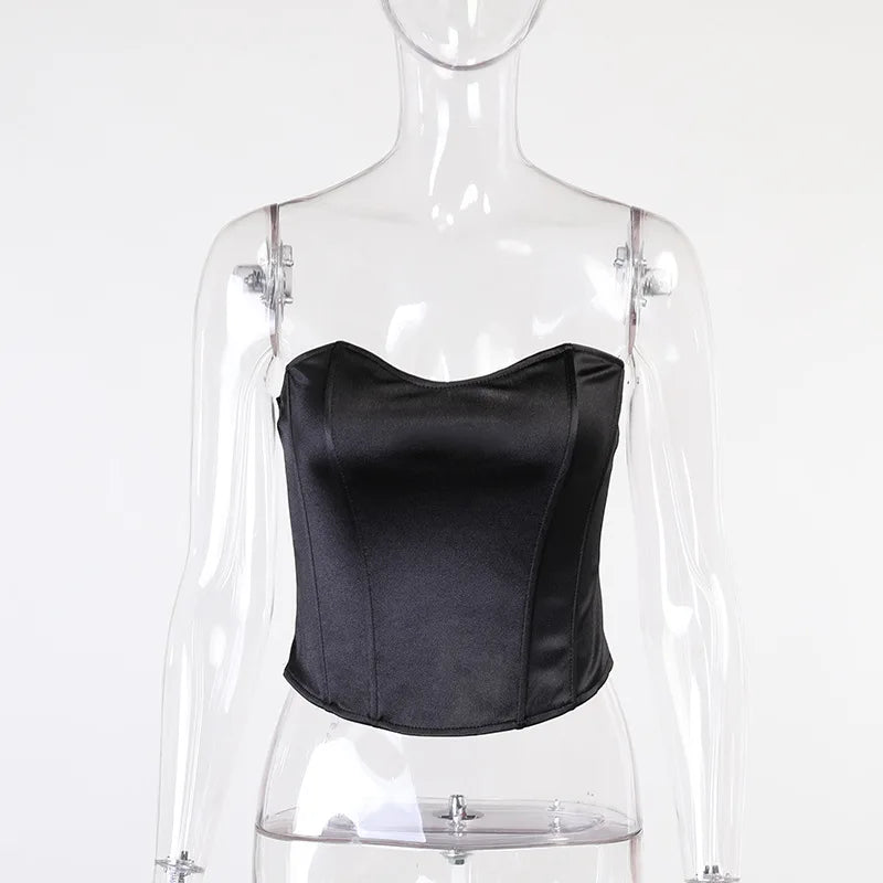 Sexy Frauen Tube Tops solide ärmellose schlanke dünne Korsett kurz geschnittenes Top 2024 Sommer lässig elegante weibliche träger lose Weste