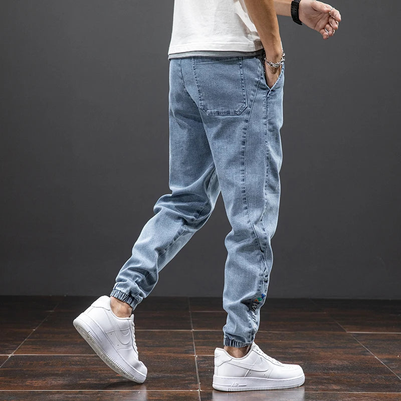 Frühling Sommer Schwarz Blau Cargo Jeans Männer Streetwear Denim Jogger Hosen Männer Baggy Harem Jean Hosen Plus Größe