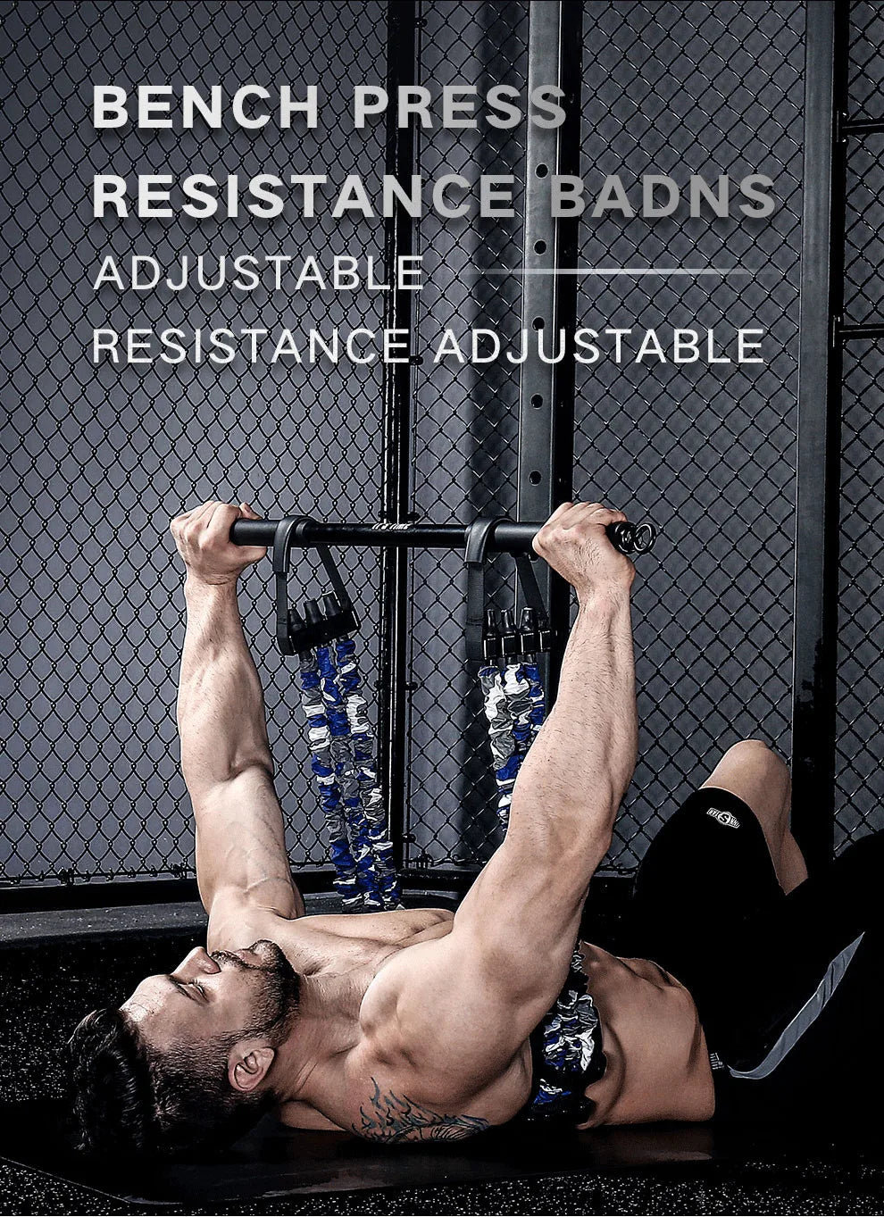 INNSTAR Bench Press Resistance Bands Chest Expander Push-ups Muscle Training Home Gym Workout Fitness Equipment Elastic Band