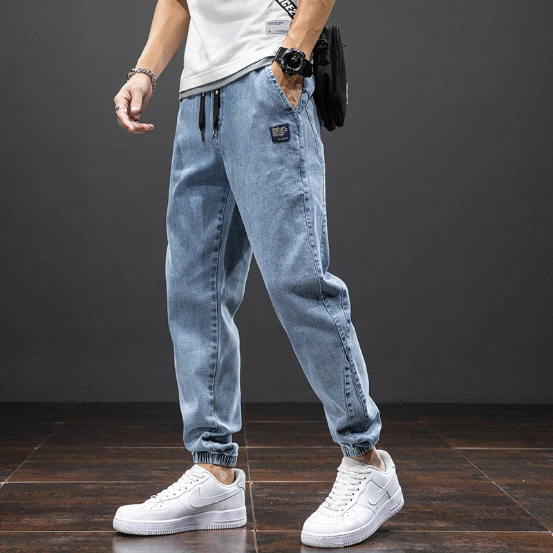 Frühling Sommer Schwarz Blau Cargo Jeans Männer Streetwear Denim Jogger Hosen Männer Baggy Harem Jean Hosen Plus Größe