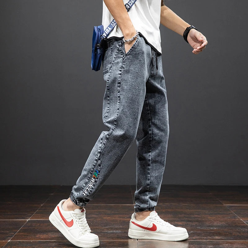 Frühling Sommer Schwarz Blau Cargo Jeans Männer Streetwear Denim Jogger Hosen Männer Baggy Harem Jean Hosen Plus Größe