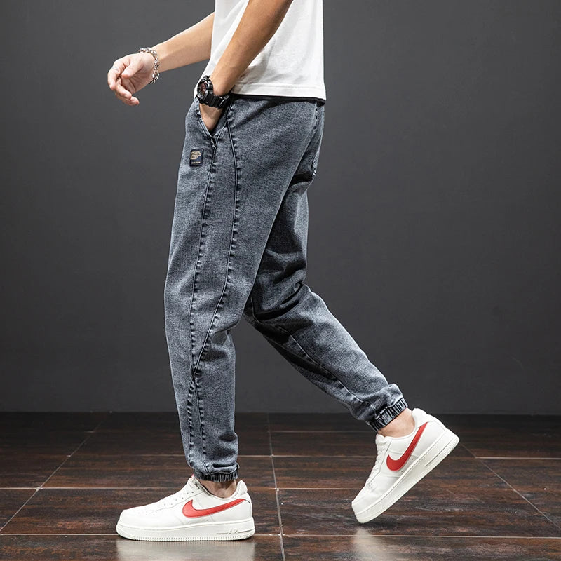 Frühling Sommer Schwarz Blau Cargo Jeans Männer Streetwear Denim Jogger Hosen Männer Baggy Harem Jean Hosen Plus Größe