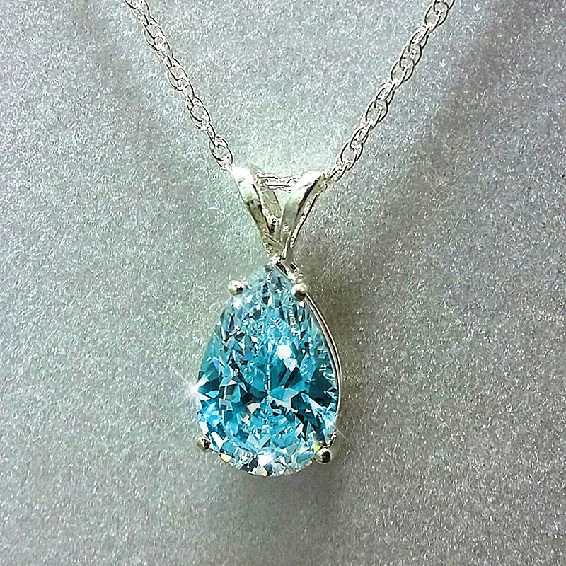 Huitan Wassertropfen-Kubikzirkonia-Kristall-Damen-Halskette, schlicht und elegant, weibliche Accessoires, Geschenk, Hochzeit, Schmuck, 2021, trendig