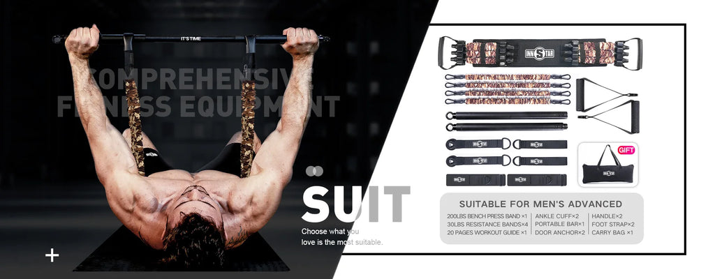 INNSTAR Bench Press Resistance Bands Chest Expander Push-ups Muscle Training Home Gym Workout Fitness Equipment Elastic Band