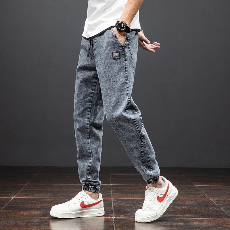 Frühling Sommer Schwarz Blau Cargo Jeans Männer Streetwear Denim Jogger Hosen Männer Baggy Harem Jean Hosen Plus Größe