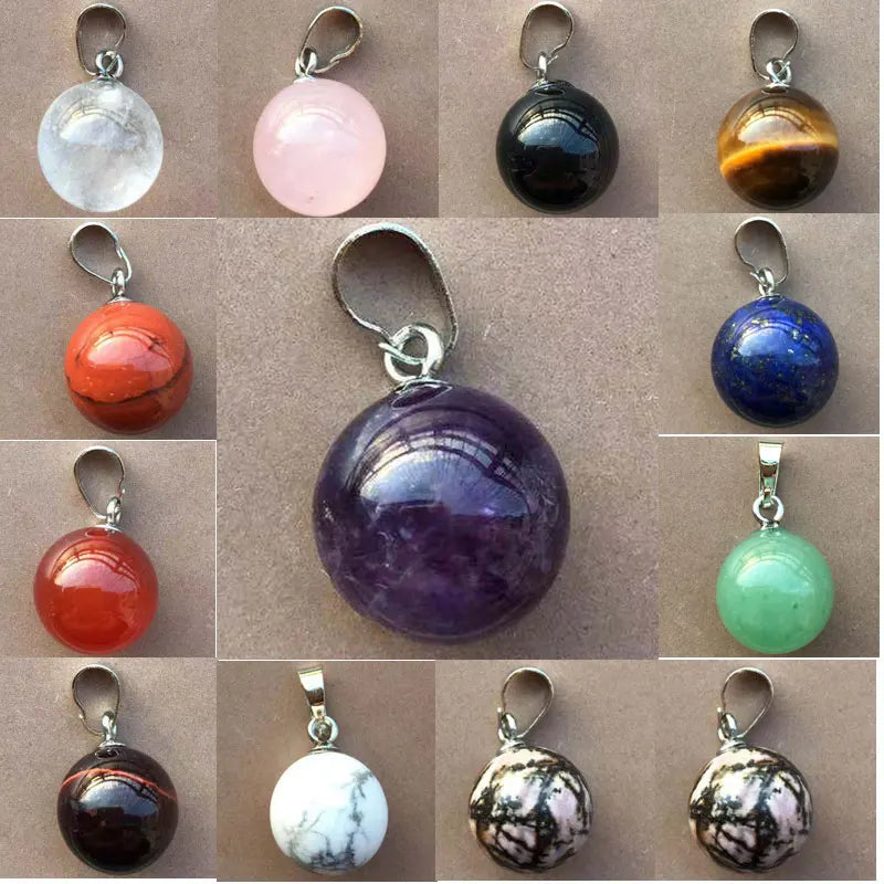 Aventurin Tigerauge Lapis Lazuli Kristall Howltie Karneol Blauer Sand Jaspe Rhodorit Runde Damen Herren Anhänger Perle WFH814