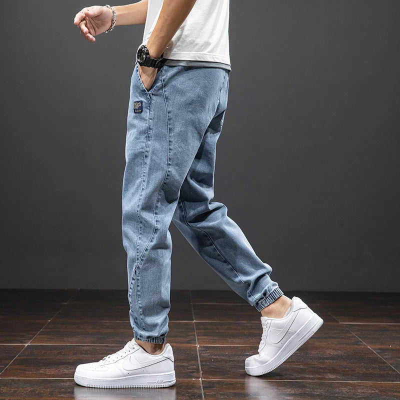 Frühling Sommer Schwarz Blau Cargo Jeans Männer Streetwear Denim Jogger Hosen Männer Baggy Harem Jean Hosen Plus Größe