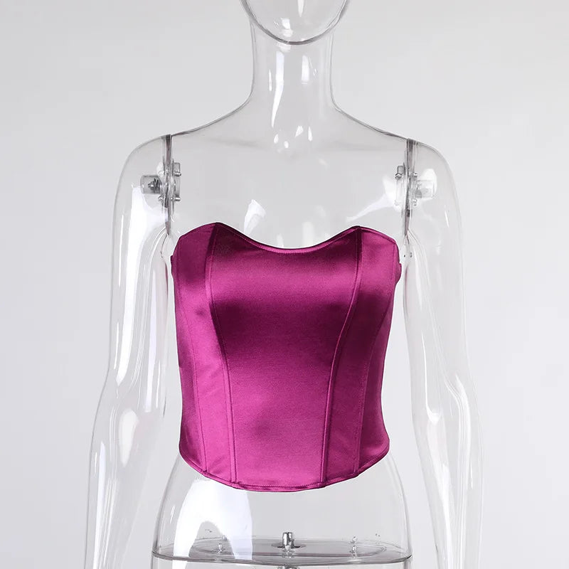 Sexy Frauen Tube Tops solide ärmellose schlanke dünne Korsett kurz geschnittenes Top 2024 Sommer lässig elegante weibliche träger lose Weste